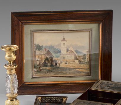 Justin OUVRIÉ (1806-1879) :
PLACE DE VILLAGE...
