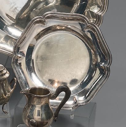 Small round silver dish (950), the wing with...