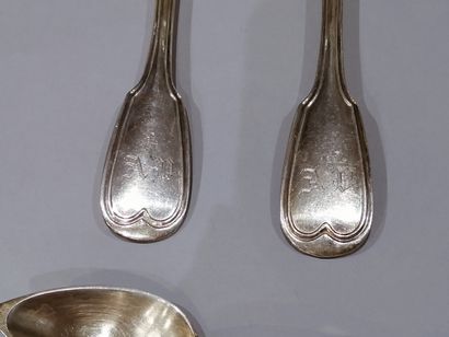Set of silver cutlery (950), net pattern,...
