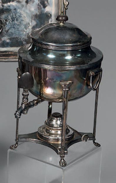 Fountain in plain silver plated metal, the...