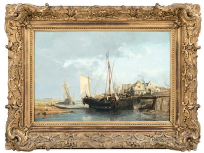 Jules NOËL (1815-1881) :
L'AVANT-PORT. Huile...