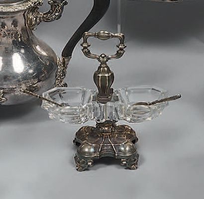 Double saltcellar in crystal, the mounting...