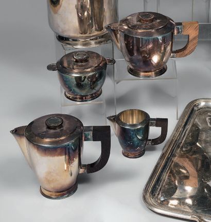 Tea and coffee set in silver plated metal,...