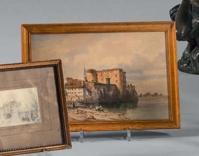 Justin OUVRIÉ (1806-1879) :
LAVANDIÈRES DEVANT...