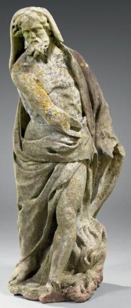 Statue en pierre sculptée représentant un...