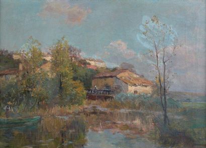 Edmond PETITJEAN (1844-1925)
VILLAGE EN BORD...
