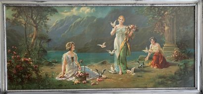After H. ZAT: YOUNG WOMEN WITH FLOWERS AND...