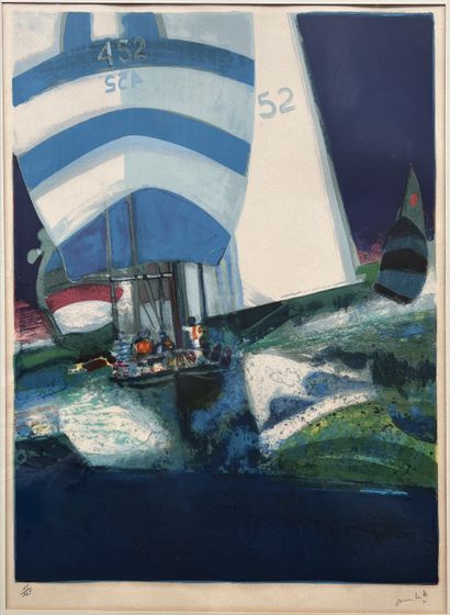 ANTILLE : REGATTA. Lithograph printed in...