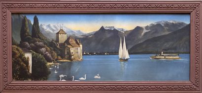Three framed reproductions: CHÂTEAU DE CHILLON...