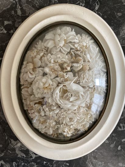 Bridal bouquet in white fabric cut. In a...