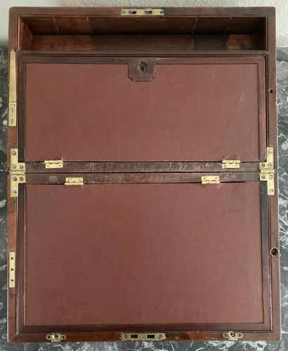 Mahogany travel writing case, the cartouche...