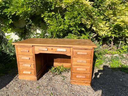 Minister desk in oak and natural wood, with...