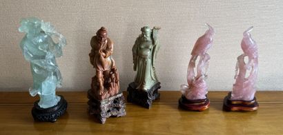 Five subjects in hard stone, representing...