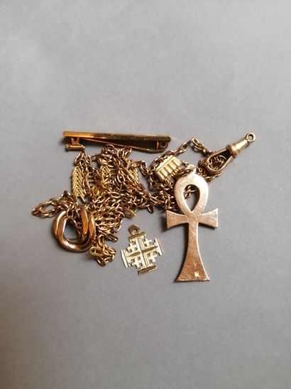 Ensemble en or jaune 18K (750) comprenant...