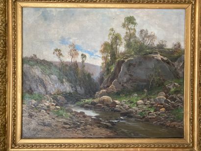 Louis Rémy MATIFAS (1847-1896): RIVER LANDSCAPE...