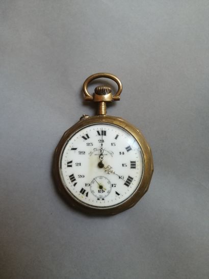 Montre de gousset en métal doré, le boîtier...