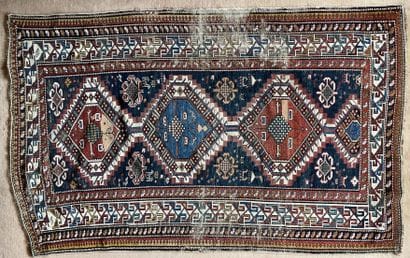 Oriental wool carpet Caucasus style decorated...