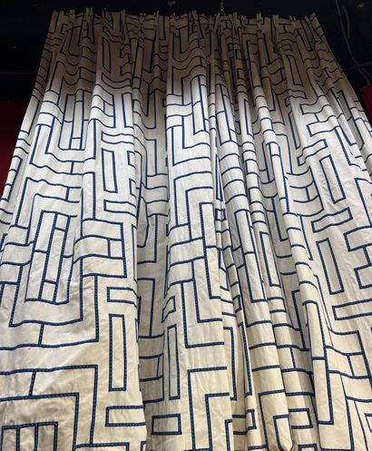 
Pair of double curtains in cotton canvas...