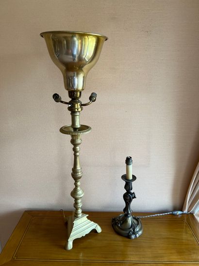 Large bronze torch decorated with friezes...