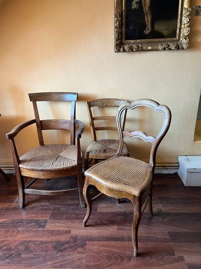 Rustic armchair in fruit wood, the curved...