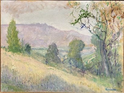 R. CARUETTE (XXth century) : LANDSCAPE WITH...