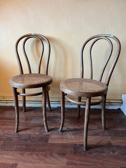 Pair of bentwood chairs, the back curved,...