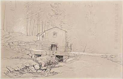Paul BOREL (1828-1913) : FOREST HOUSE ON...