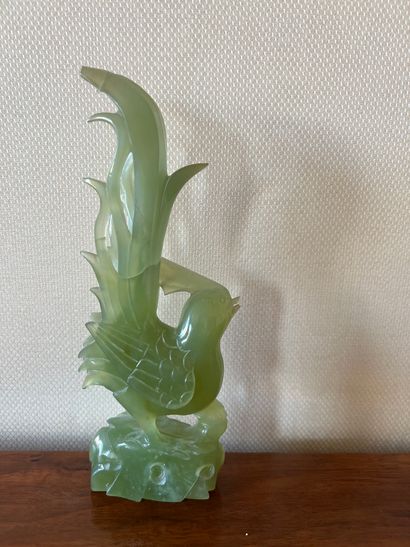 Statuette of phoenix in jade. H. 26 cm. ...