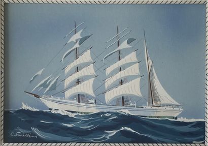 Georges FOUILLÉ (1909-1994) : THREE MASTS....