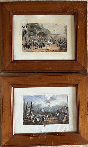 Pair of engravings heightened with colors...
