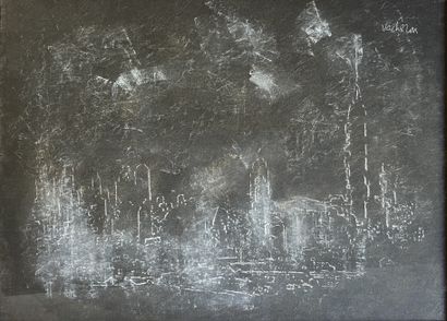 VACHERON***: NEW YORK. Oil on paper mounted...