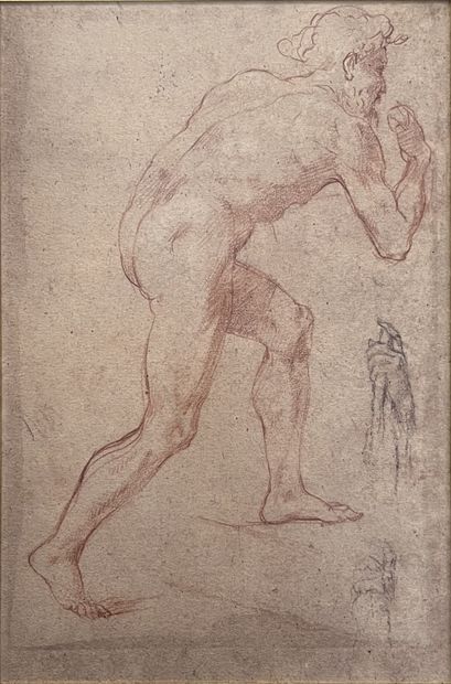Reproduction of a drawing with red chalk...