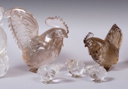 CHINE - XXe siècle.
Hen, rooster and three...