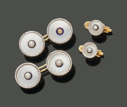Pair of matching 18K (750) yellow and white...