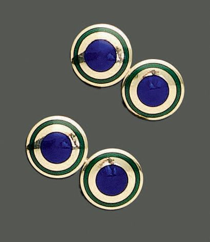 Pair of 18K (750) yellow gold cufflinks,...