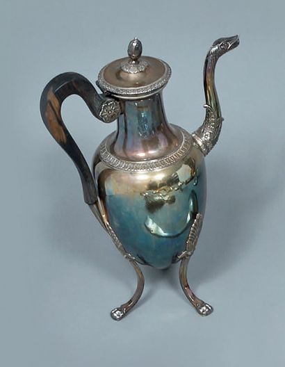 Large baluster-shaped silver pourer (950),...