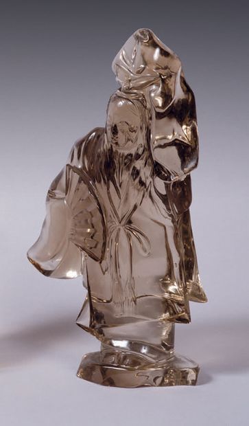 CHINE - XXe siècle.
Rock crystal statuette,...