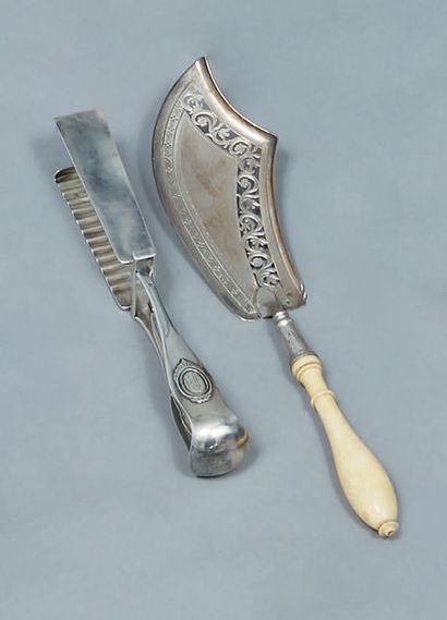 Asparagus tongs in plain silver (925), figured...