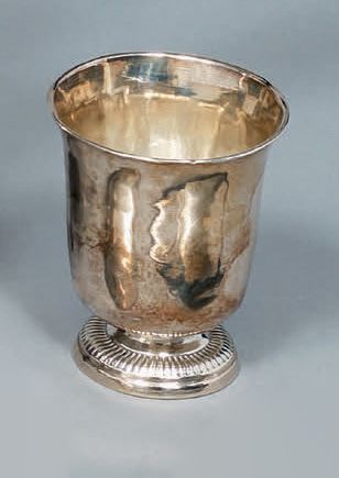 Silver tulip tumbler on a pedestal with gadroon...