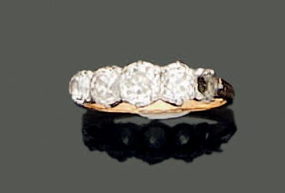 
18k (750) yellow gold and platinum garter...