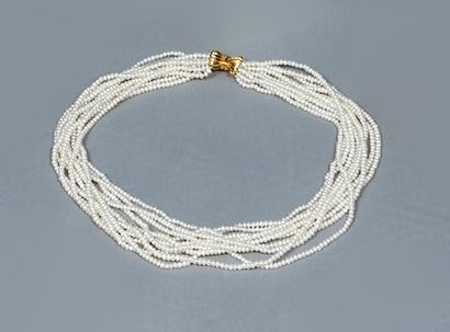 Necklace made of ten rows of small freshwater...