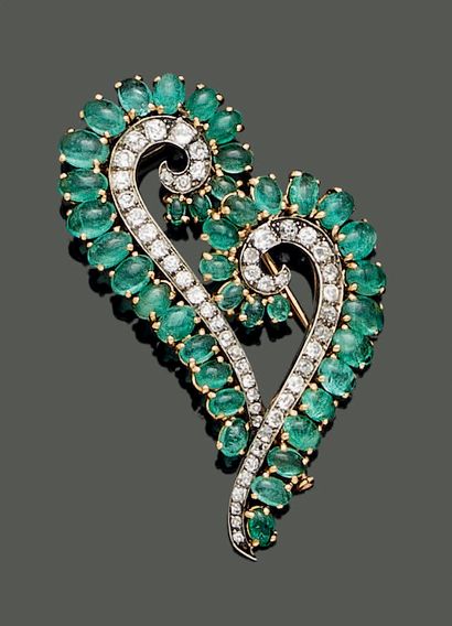 18K (750) yellow and white gold lapel clip,...