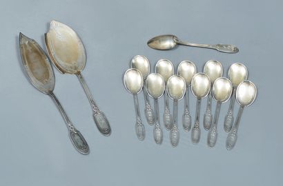 Service à glace en argent (925) et vermeil,...