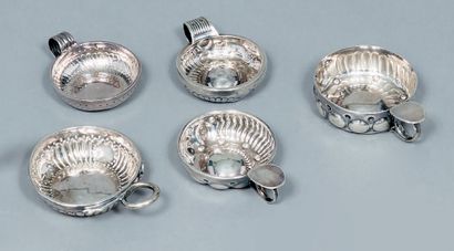 Lot of five silver wine cups, composed of:...