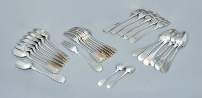 Set of silver cutlery, 18th century, uni-flat...