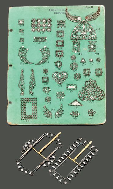 Set of samples of ornamental steel faceted...