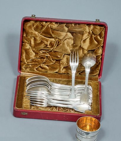 Six silver cutlery (925), net pattern. Beginning...