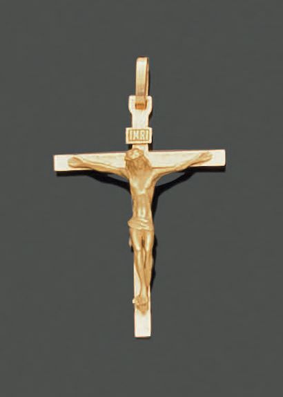 Cross-pendant in 18K (750) yellow gold, Christ...