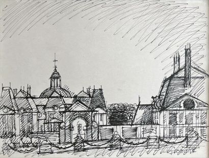 Marcel GROMAIRE (1892-1971) : CHATEAU. Encre...