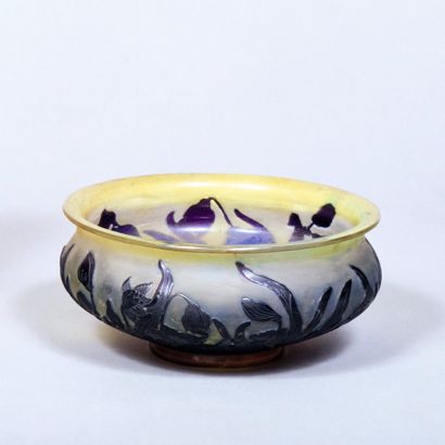 Emile GALLE (1846-1904). Round cup on heel...